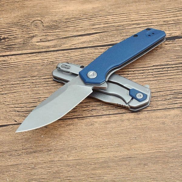 High Quality KS2036 knife Assisted Flipper Folding Knife 8Cr13Mov Stone Wash Drop Point Blade CNC Blue GFN + Steel Handle EDC Pocket Folder Knives with Retail Box
