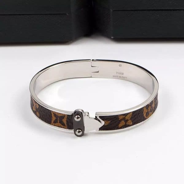 19CM Silver Color Stainless Steel Bracelets Single Arrow Luxury Letter Couple Bangles Real Leather Women Lady Gifts