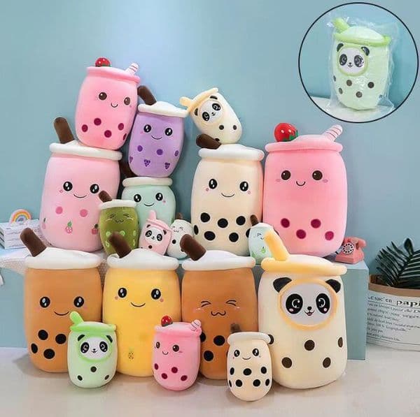 Artificial fruit milk tea cup throw pillow plush toy pearl milk tea doll giftL260420