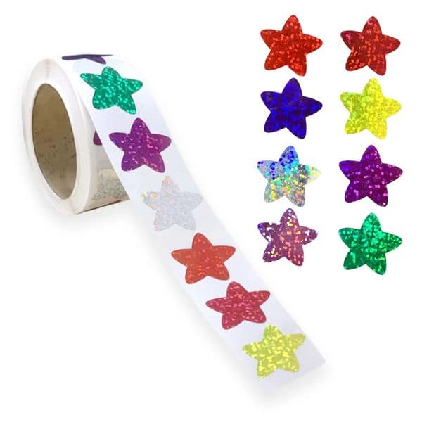 500pcs Colorful Kids Reward School Classroom Adhesive Holographic Star Stickers for Teachers Parents DIY Craft