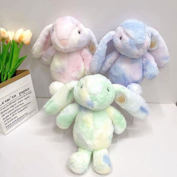 Wholesale Factory 3-Colors 27Cm Colorful Rabbit Plush Toys Gifts Doll Easter Bunnies Party Gifts For Kids 1227