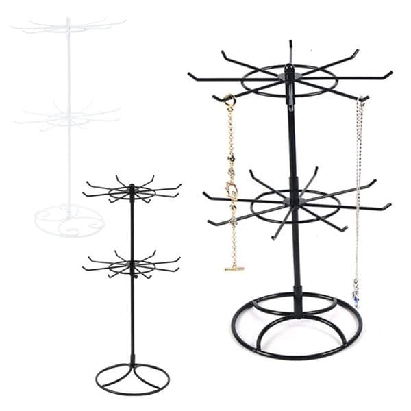 Rotating Iron 2Tier Revolving Stand Rack Jewelry Display Hanger Counter Top 240309