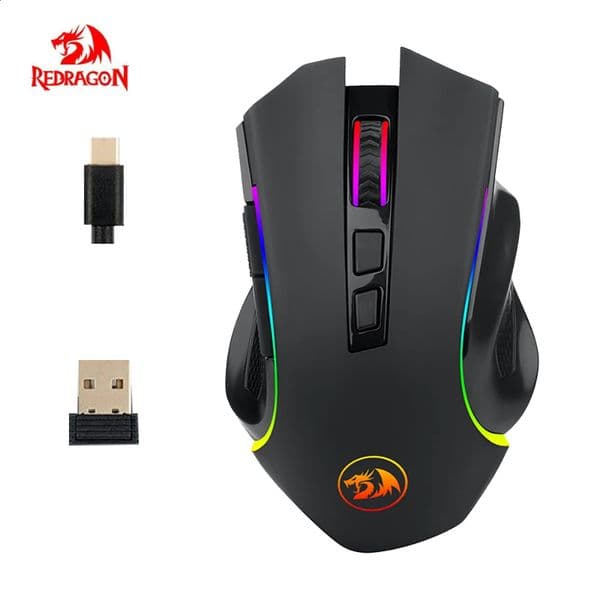 Rechargeable Wireless and USB Wired Mouse Ergonomic Gaming Mice 8 Buttons RGB Backlight 4000 DPI for Laptop Computer Pro Gamer 240309