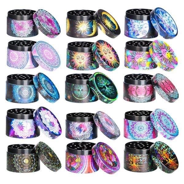 Color Painted Tobacco Herb Grinder Smoking Metal Hand Grinders Cutting Leaves Grind Device Multi Design Mill hine 50mm Daimeter