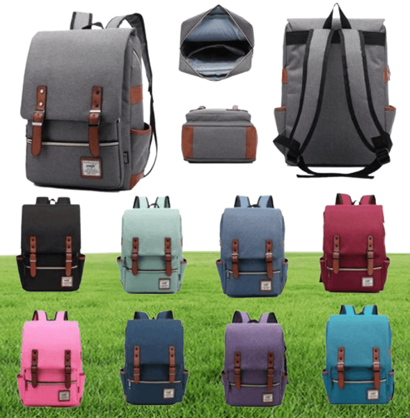 Vintage Laptop Bag Backpack Women Mens Knapsack School College Racksack Fits 15 inch Notebook Computer Bags Shoulderbag Bookbag Sa