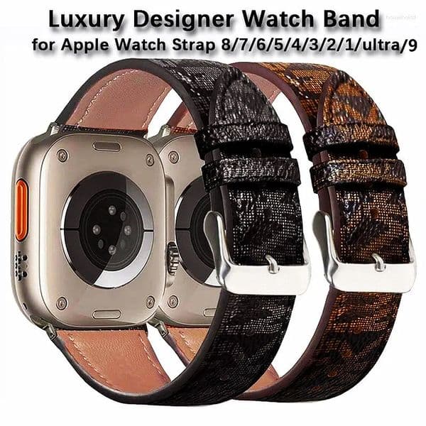 Watch Guard Straps Designer Watchbands for Apple Watch Band 49mm 42mm 40mm 44mm iwatch 8 5 4 3 Bands Luxury PU Leather Straps Fashion Letter Printed Bracelet