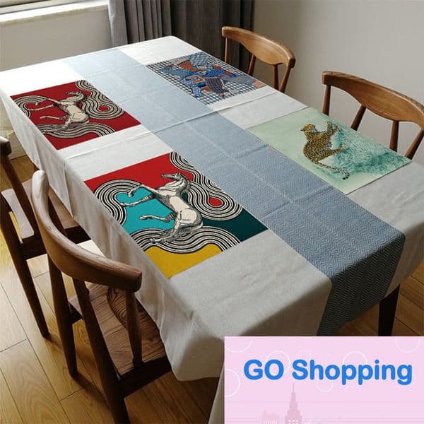 Equatorial Jungle Horse Cotton and Linen Placemat Vase Mat Ashtray Pad Tray Mats Coaster Shooting Props Wholesale