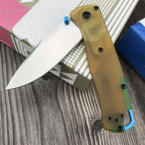 BM 535 Bugout knife Folding Satin folding knife Plain Blade PEI Handles Outdoor Camping Mini Version Pocket Knife Tactical Self Defense Tool 15080 15031 4600
