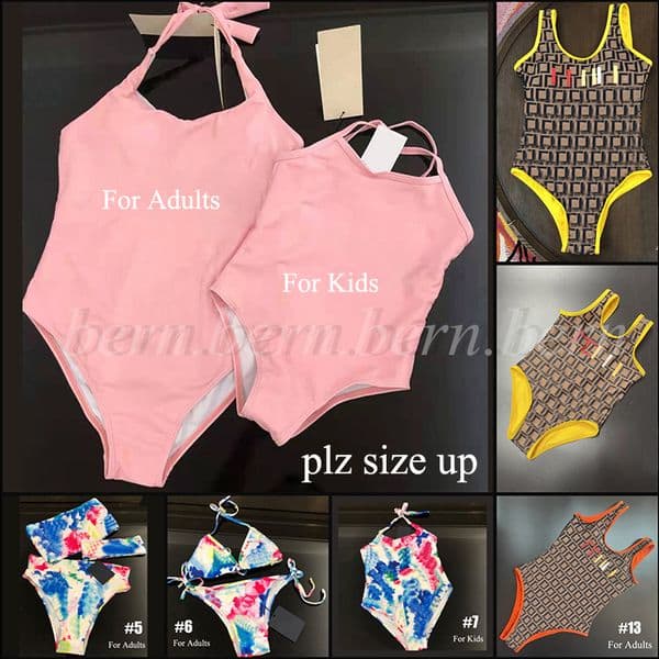 (Plz size up) Fashion Parent Child Swimsuit Match for Mother and Daughter Swimsuit Women Kids Swimwear Bikini