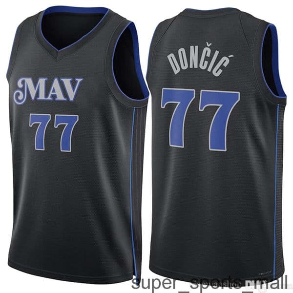 Luka Doncic Maverick Basketball Jerseys Men Black Blue Jersey