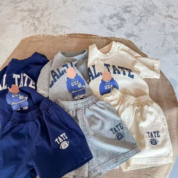 2026 New Baby Clothing Sets 2Pcs Children Tracksuits Summer Solid Kids Shorts T perfume Shirts Set cologne Toddler Boy Clothes Suits Girl Outfits Designer