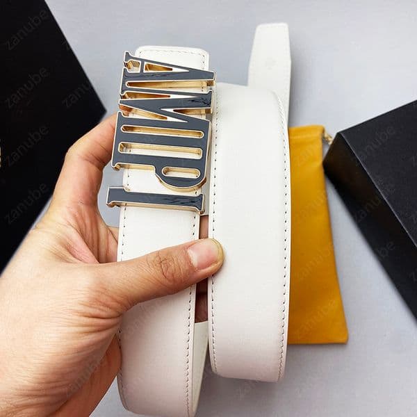 Mens Designer Belt Luxury Brand Letters Buckle Waistbands For Women Fashion White Leather Belts Classic Office Waistband Gifts 6 Styles Width 38mm NEW -7