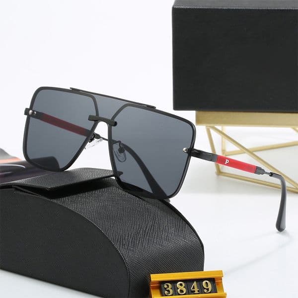 Oversize Sunglasses Designer Sunglasses for Men Women Metal Big Frame Luxury Letters Glasses Polarized Sun Glass Goggle Travel Vacation Eyeglasses