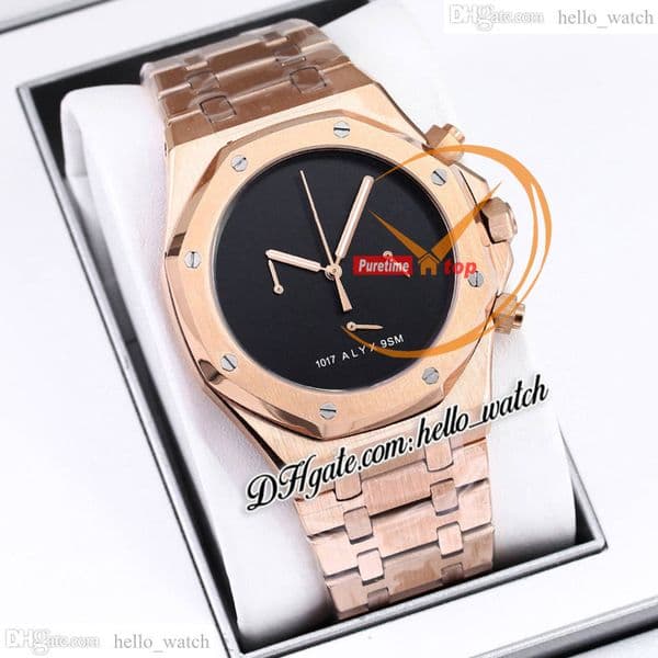 K8F 41mm 26238 1017 Alyx 9SM Designer VK Quartz Chronograph Mens Watch No Markers Black Dial Rold Gold Case Bracelet Stopwatch Gents Watches HelloWatch A46D