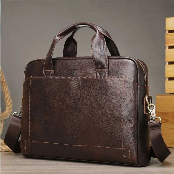 Laptop Cases Backpack Genuine Leather Men Handbags For MacBook Dell HP Acer 14 15 Inch Man Briefcase Computer Bags Male Work Bag 24328