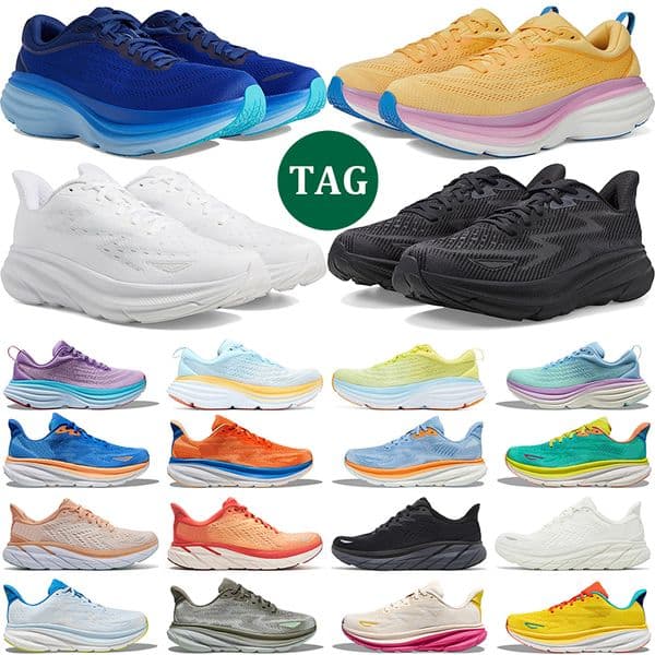 with box 35-49 Clifton 9 Running Shoes for Men Women Bondi 8 Triple Coastal Sky Shifting Sand Black White Bellwether Blue Castlerock Mens Trainer