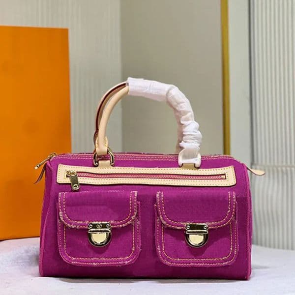 2025 M44472 Vintage Denim Tote bag Designer Pink Cowboy Shoulder Bag Handbags Purse Zipper Closure Old Flower Fashion Women Small Luxury Bags