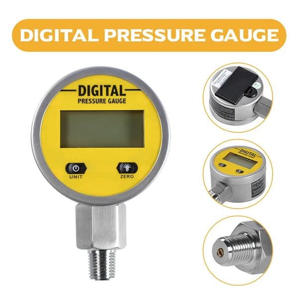 Pressure Gauges Digital Display Oil Pressure Hydraulic Pressure Test Meter 3V 250BAR/25Mpa 2 Points Thread For Gas Water Oil 240320BJ