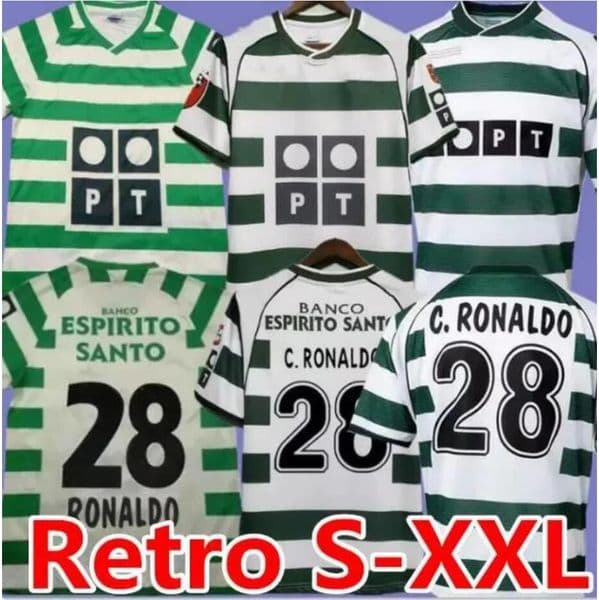 01 02 03 04 Lisboa retro soccer jerseys ronaldo Marius Niculae Joao Pinto 2001 2002 2003 2004 Lisbon C.RONALDO Classic Vintage football shirts tops Sporting CP 888888