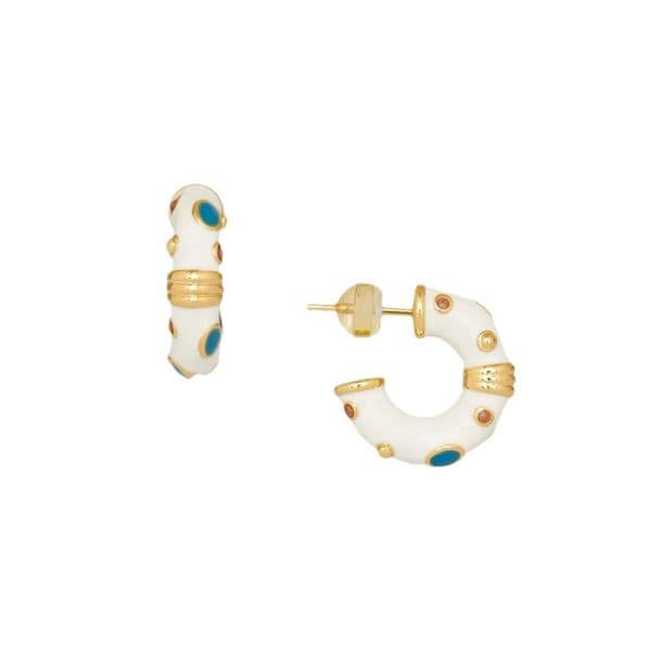 Spring and summer New Network Blogger Same Style Enamel Drop Glaze C-shaped Earrings for Womens Light Luxury High End Inlaid With Natural Stones L260515