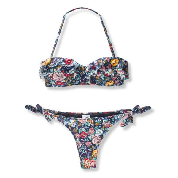 Falbala Brazilian Push Up Bikinis 2025 Women Floral Halter Print Swimsuit For new Girls Lady Thong Bikini Set Bandage Biquinis Swimwear