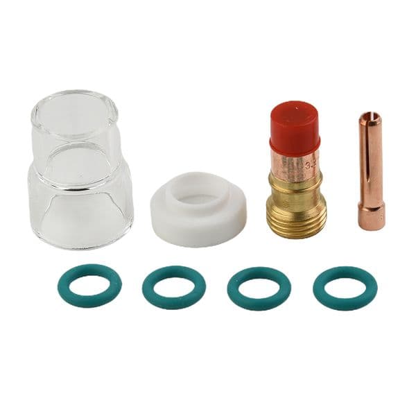 10N25S Stubby Collet 3.2mm 1/8inch For WP-17/18/26 TIG Welding Torch Stubby Gas Lens #12 Heat Resistant Glass Cup Kit 9Pcs