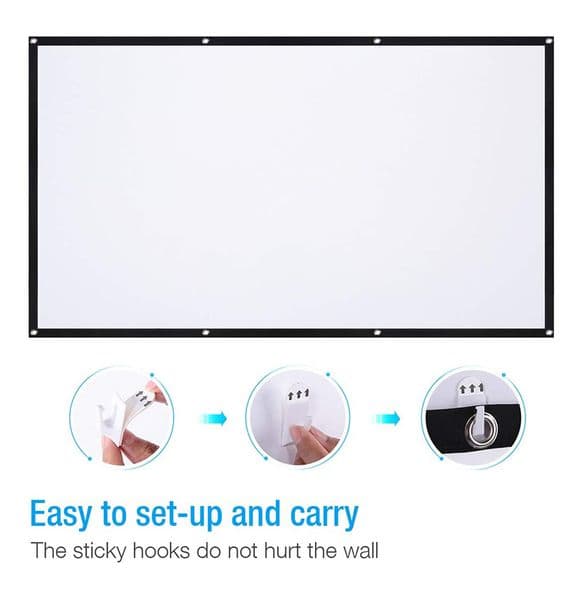 60/72/84/100/120/150 Inch Portable 60-150" Projector Screen 16:9 HD Home Cinema Theater Movie Outdoor Camp Projector Screen
