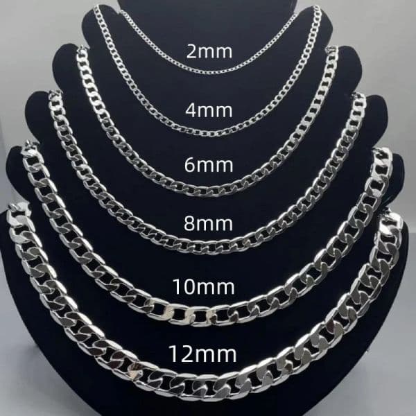 Chain For Man Silver woman necklace Necklace Men And Women 2-12Mm Face Chain With Lobster Clasp 50-60Cm Adjustable Length - Engagement Jewelry Gift Crystal