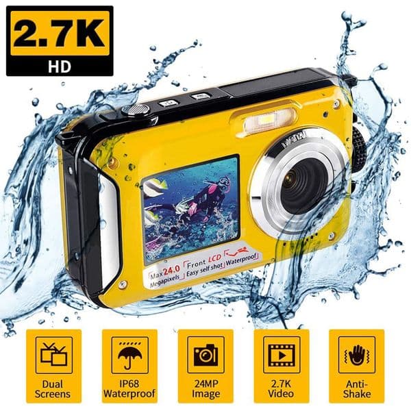 Waterproof Anti-Shake Digital Camera 1080P Full HD Selfie Video Recorder for Underwater DV Recording Present