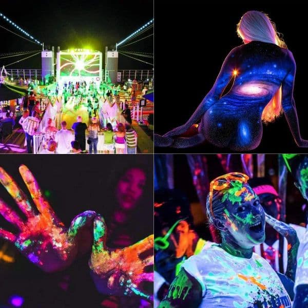 2 Pack UV Black Light Tube 395nm Glow Dark Party for Birthday Xmas Halloween Fluorescent Body Paint LED DJ Stage Lights Bar 10W