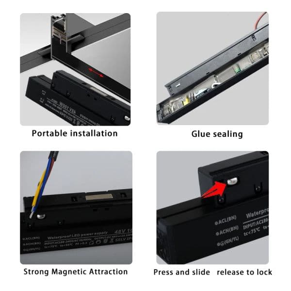 48V DC Power Supply Magnetic Track Light Accessories 180-265V 100W 200W Magnetic Track Light Power Supply