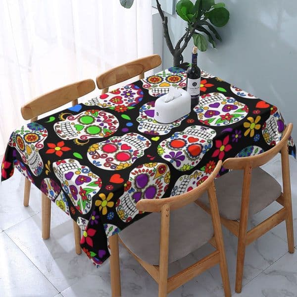 Halloween Skull Pattern Tablecloth Rectangular Tablecloth Picnic Cloth Dustproof Washable Party Tablecloth Cover Nappe De Table