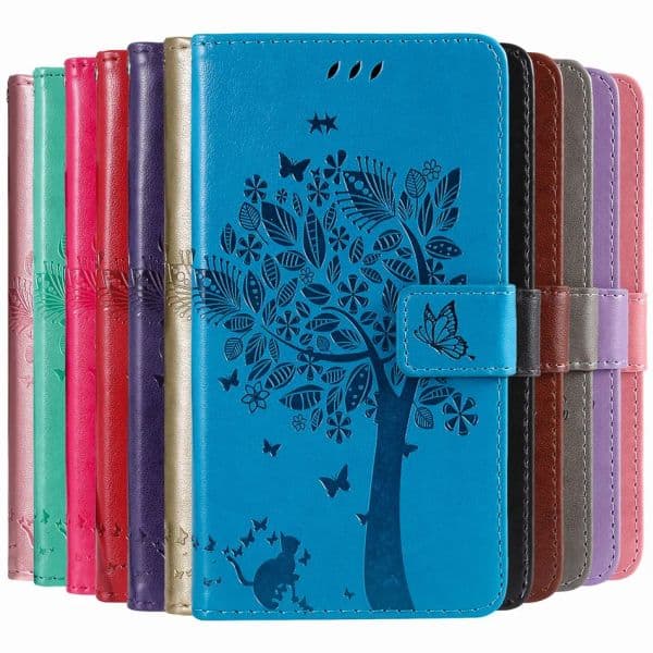 Wallet Case For Huawei P Smart 2018 2019 2020 2021 P8 new P9 P20 P30 P40 Lite Pro 2017 Cute Cat Tree 2025 Card Slots Protect Cover D06F