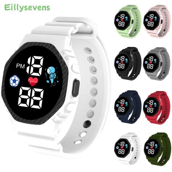 Children Kids Watch Wristwatch Boy Girls Sport LED Simple Color Silicone Strap Kids Watches Student Gift For Wholesale