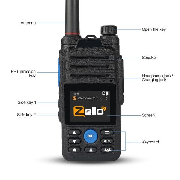 Zello Walkie Talkie With WiFi BT 4G Network Radio Zello Android Walkie Talkie PTT Mobile Phone