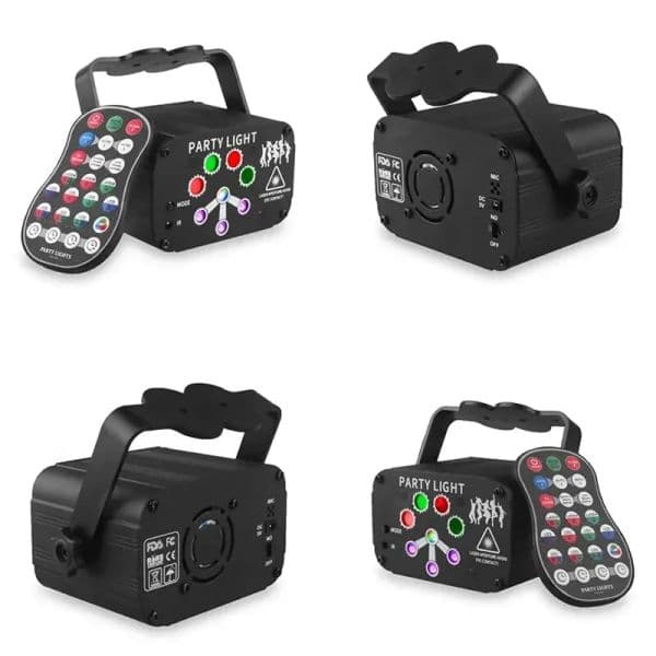Mini RGB 2025 Laser Projector Stage Light DJ Disco LED Lamp USB Rechargeable UV Sound new Strobe Stage Effect Wedding Xmas Holiday Party