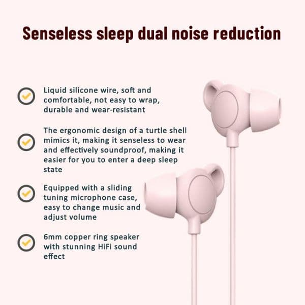 Sleep Phones Hifi Sound Effect Durable Moving Coil Type 15.00g Soft Silicone Earphone Anti Noise Earphones Soft And Comfortable