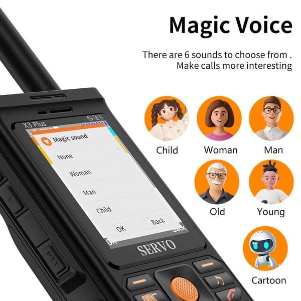 SERVO X3 Plus Walkie Talkie Phone 3 SIM Cards UHF Long Range Two Way Radio Mobile Phones Power Bank Speed Dial Auto Record Call
