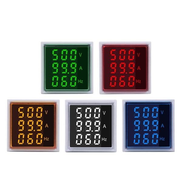 Square LED Digital Voltmeter Ammeter Hertz Meter Signal Lights Voltage Current Frequency Combo Meter Indicator Tester