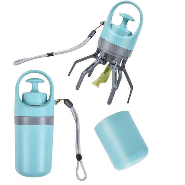 Portable Dog Poop Scooper, Lightweight Handheld Waste Cleanup Tool with Claw Design & Built-in Bag Dispenser for Easy Outdoor Cleanup