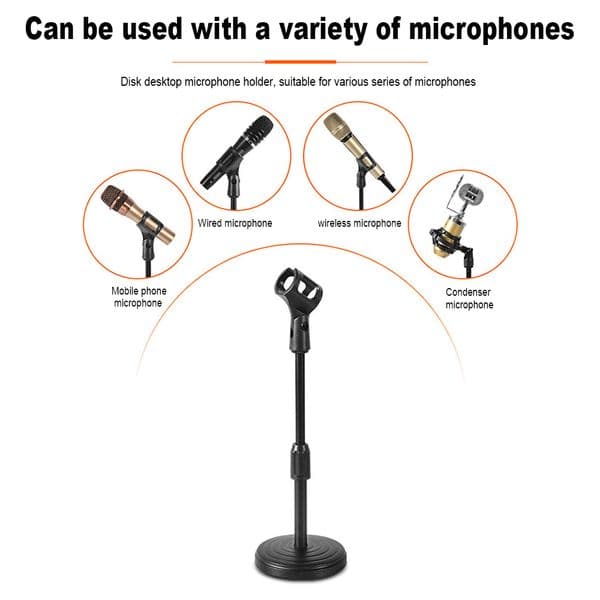 Flexible Desktop Tripod Folding Mic Stand With Adjustable Angle Disc Microphone Mount Holder Stand Bracket Microphone Clip Clamp