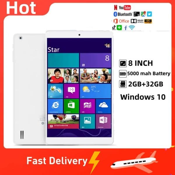 Tablet PC 8 INCH Windows 10 HD 2GDDR3L RAM 32GROM CPU Z3735F WIFI Quad Core Dual Cameras Office Work