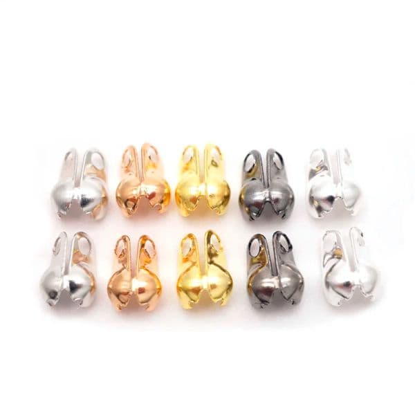 200pcs 1.5mm 2mm 2.4mm 3.2mm Jewelry Finding Silver Gold Plated End Crimps Beads Ball Chain Connector Clasp Findings