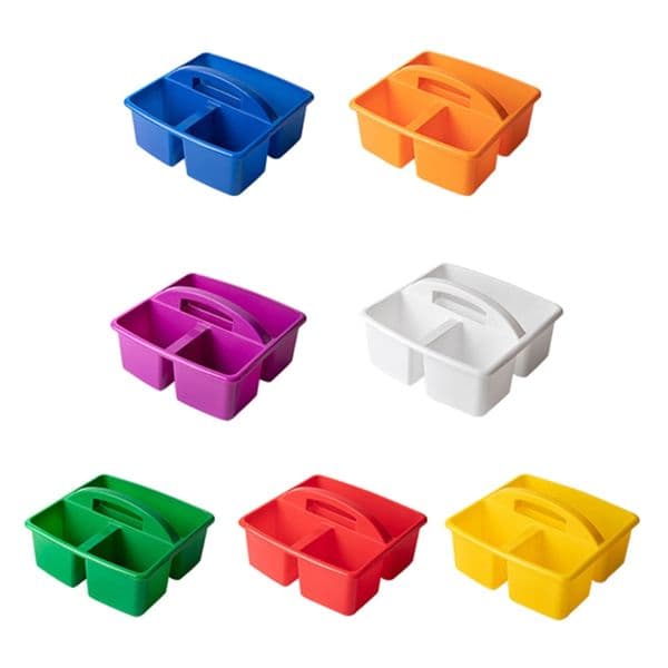 Portable 3 Compartments Storage Caddy with Carrying Handle Plastic Divided Basket Bin Box Multiuse Arts Crafts Caddies