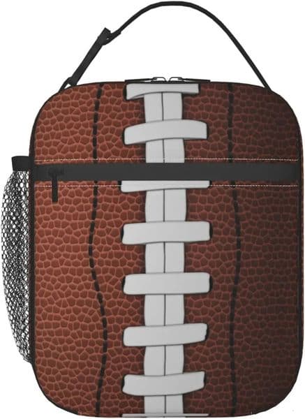 American Football Ball Lunch Bag Insulated Lunch Box for Boys Girls Durable Portable Adults Cooler Bento Tote with Side Pocket 240320