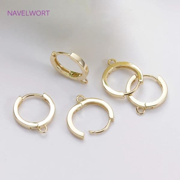 14K Gold Plated Round Hoop Earring Clasps Fitting Base Findings,Clasp For Earrings,DIY Jewelry Making Accessories Wholesale