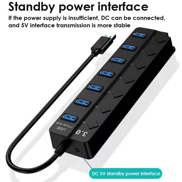 7 Ports USB3.0 2025 USB new HUB Ultra-Slim Data USB Splitter Charging Multi USB Port Expander Fast Data Transfer USB Splitter For Laptop