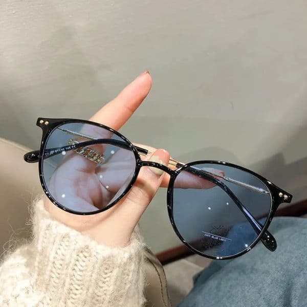 Smart Photochromic Near Glasses Vintage Anti Blue Light Round Myopia Eyeglasses Outdoor Goggle Eyewear Diopter 0 To -6.0