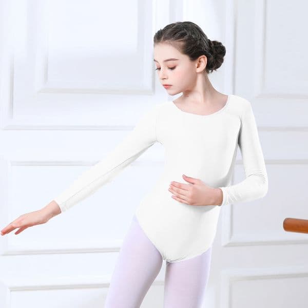 AOYLISEY Girls Ballet Dance 2025 Leotards Long Sleeve Gymnastics Bodysuits Toddler Kids new Romper BellyTops Stage Costume 3-12Years