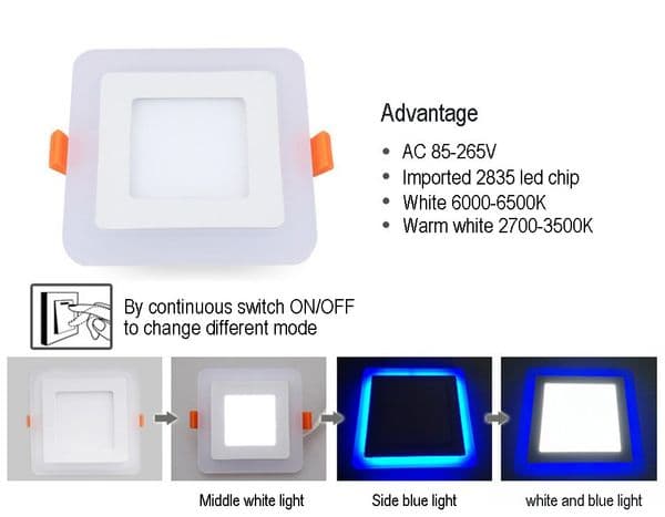 Ultra Thin LED Ceiling Panel Light 6W 9W 16W 24W LED Downlight Round Square Two Color Panel Light Recessed Indoor Spot Light